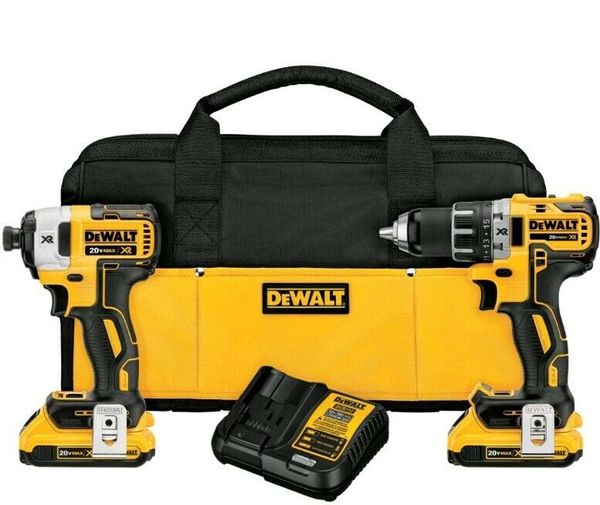 

Dewalt dck283d2 20v max xr li ion bru hle drill impact driver kit 2
