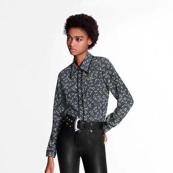 

2020 explosion style women's new slim slimming silk fabric, printed pattern design style simple and elegant noble shirt, stretch slim p, Tan;black