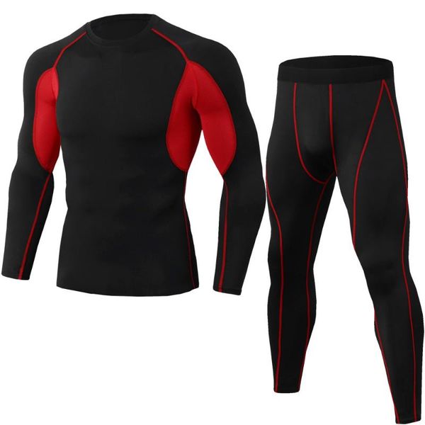 

men's compression running jogging suits clothes sports set long t shirt and pants gym fitness workout tights clothing 2pcs/sets