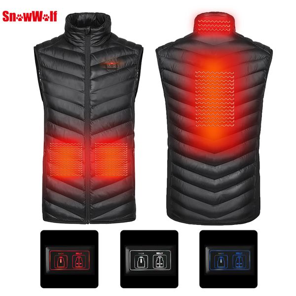 

snowwolf 2018 upgraded men outdoor usb infrared heating vest jacket winter carbon fiber electric thermal clothing waistcoat, Gray;blue