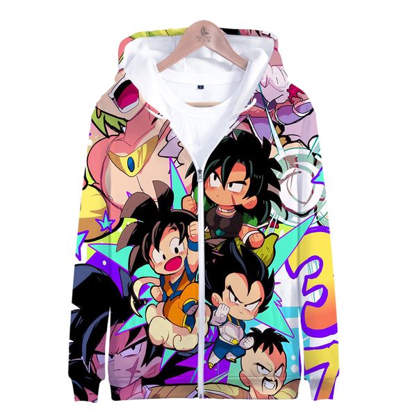 

3d- super broly style slim fit hoodie zipper fashion trend hoodie sweatshirt hip-hop zipper sweatshirt, Black