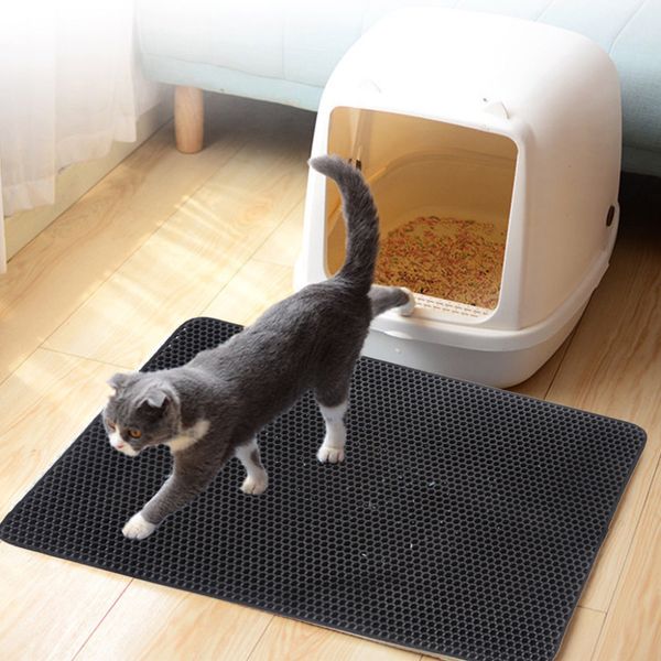 

30x30cm grey cat litter mat double layer cats litter trapper foldable pad protect floor carpet light weight pet dog mats