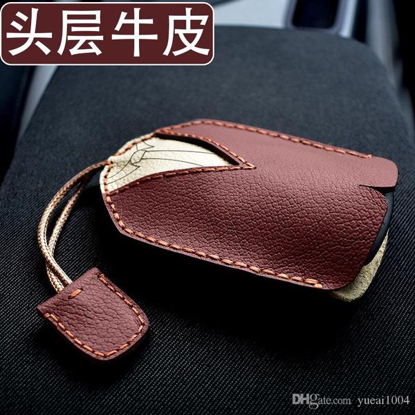 

100% layer leather genuine prince soft car key case handmade manufacture key bag cover universal creative hand car sewing car key shell