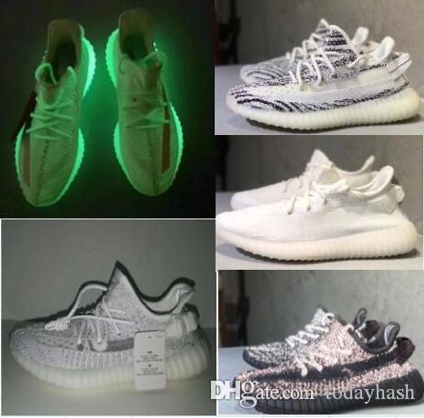 

kanye west v2 men desinger running shoes woman trainers zebra green black bred cream white sesame static reflective zapatos sneakers 36-45