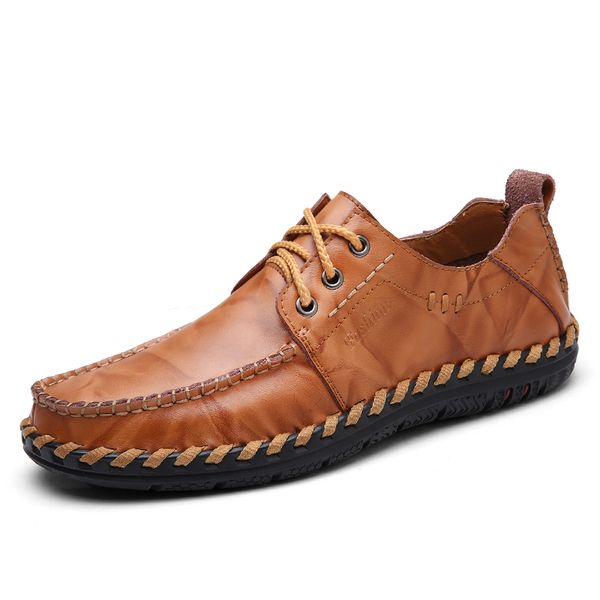 

2018 new men loafers men shoes fashion casual male shoes lace leather designer leather flat, Black