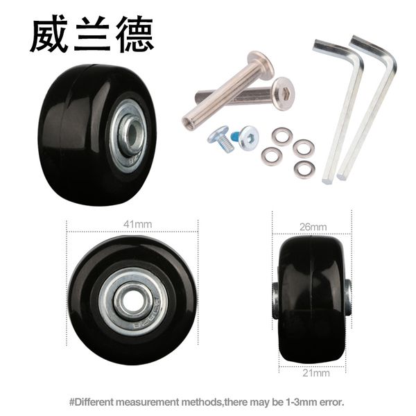 

luggage replacement repair parts replacement luggage wheels wear resistant 41mm*26mm suitcase trolly axles deluxe repair casters, Black