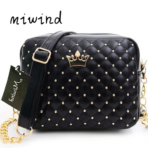 

2020 летняя мода женщины посланник сумки заклепки цепи сумка pu кожаный кроссбоди сумки quiled корона