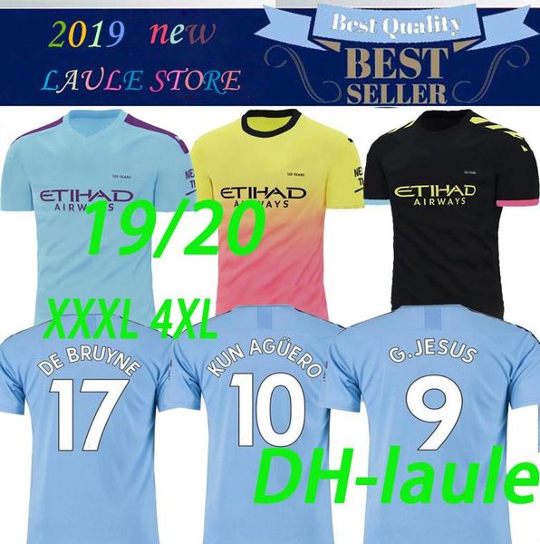 

xxxl 4xl 19 20 soccer jersey 2019 2020 city jesus de bruyne kun aguero football shirt camiseta mendy silva man uniforms manchester shirt, Black;yellow
