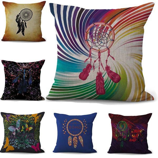 

красочная мечта зрелище наволочки bohemian кровать dreamcatcher pillowcover хлопок белье этнический автомобиля подушка обложка спальня диван