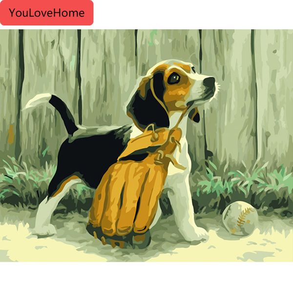 

oil painting by numbers dog animal handpainted diy picture art kits drawing canvas gift home decoration draw on canvas wall art