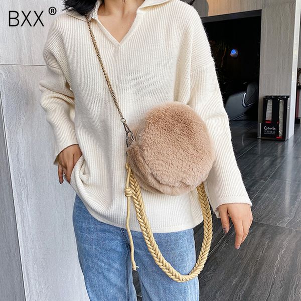 

bxx] поддельный норка волос crossbody сумка для женщин 2019 круглого плеча сумки женских зимние теплые сумки hi979
