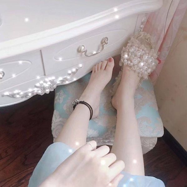 

popular new korean fashion bell anklet red rope mens and womens jiao sheng simple mori-style anklet personality foot ornaments students, Red;blue