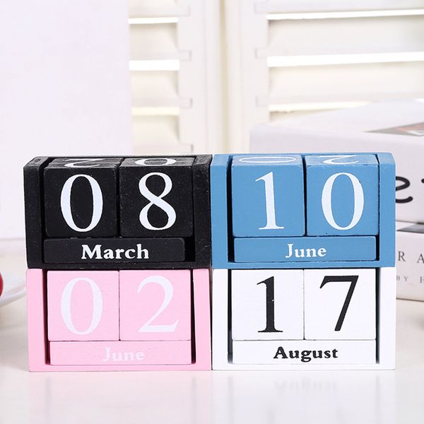 

deskliving room home office decor wood calendar desk decoration gifts wood block planner reusable month date display diy