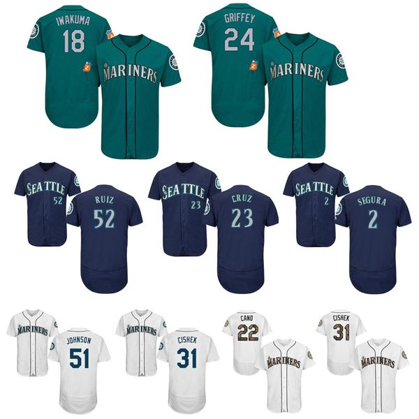 

seattle 24 ken mariners griffey jr 51 ichiro suzuki 22 robinson cano 150th men baseball jerseys, Black;white