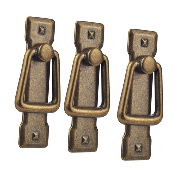 

3pcs retro cabinet knobs drawer door bin cupboard drop ring pulls handle bronze