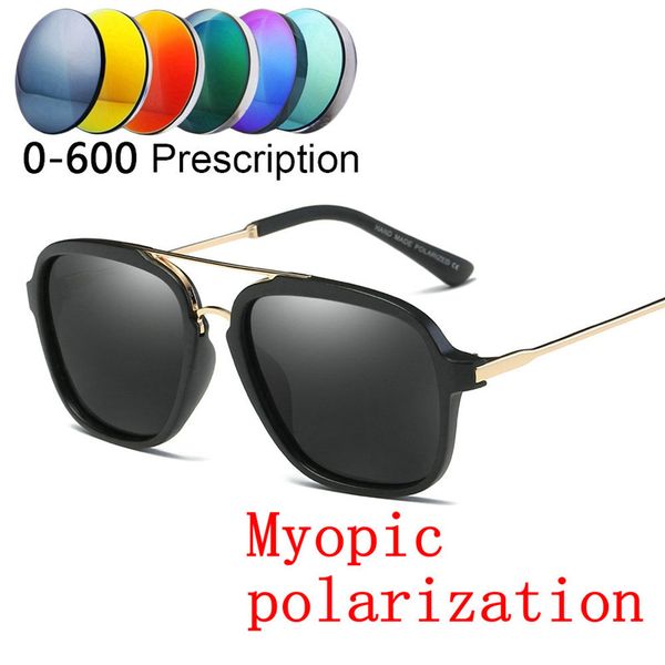 

women myopia prescription -1.0 -6.0 finished polarized myopia sunglasses men mirror prescrioption optical round sunglasses fml, White;black