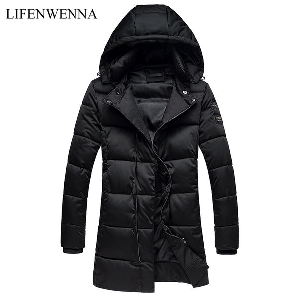 

mid-long hooded parkas men thick warm men's winter jacket 2019 fashion brand windproof outerwear polyester parka jacket men 5xl, Tan;black