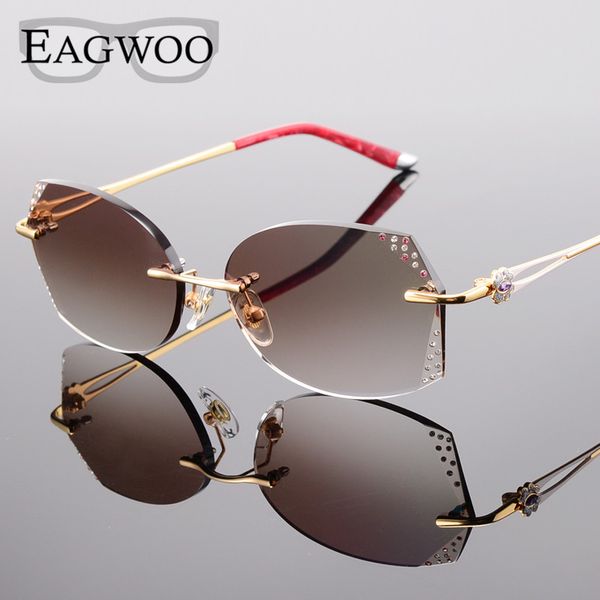 

alloy eyeglasses women rimless prescription reading myopia sunglasses glasses with color tinted prescription lenses 528061, Black