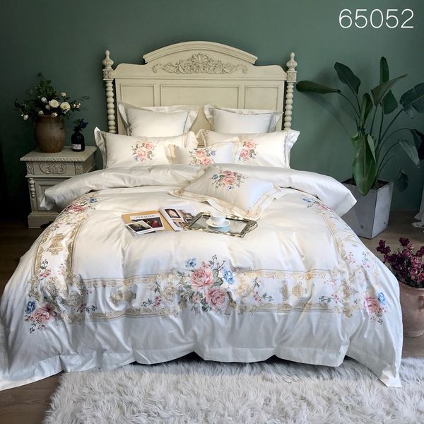 800tc Egyptian Cotton Luxury Embroidery White Bedding Set Queen