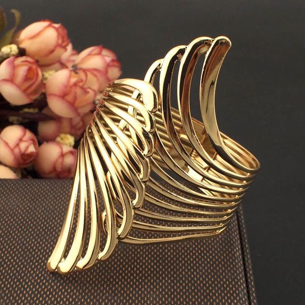 

punk style fashion bracelets women charm jewelry gold color alloy cuff bangles dress accessories ukmoc, Black