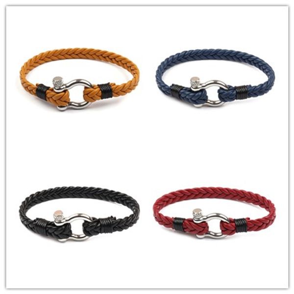 

new style 2019 men leather bracelets charm bangle handmade width rope trendy for couple friend gift wholesale, Black