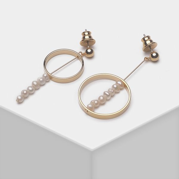 

amorita boutique natural pearl string hoop drop earrings, Silver