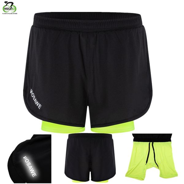 

wosawe 2 in 1 running shorts men sports shorts quick drying training exercise jogging cycling gym with longer liner, Black;blue