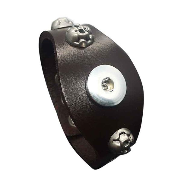 

shull 100 ручной оригинальный натуральная кожа ретро мода браслет fit 18 мм оснастки кнопка шарм ювелирные изделия для женщин подарок, Golden;silver