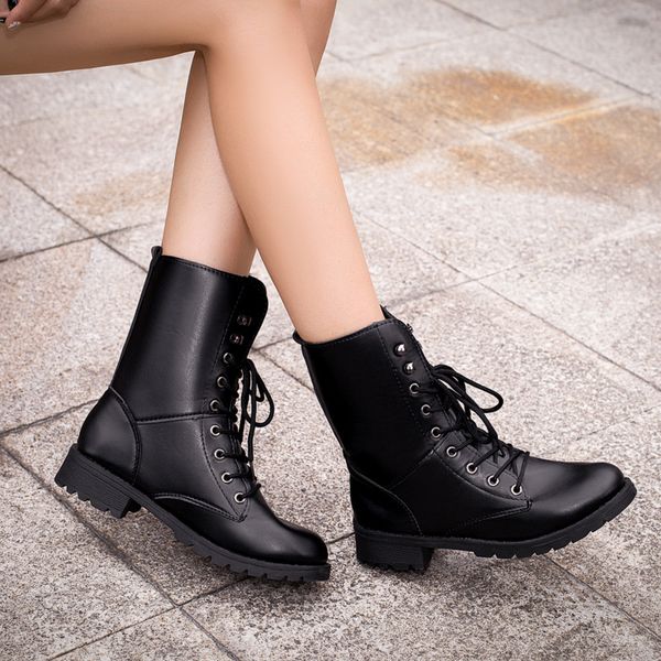 

large women's boots 35-42 autumn and winter 2019 boots women shoes fur, Black
