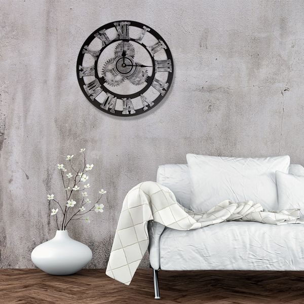 

wall clock industrial style vintage clock european steampunk gear wall decor home wooden decoration fashion new