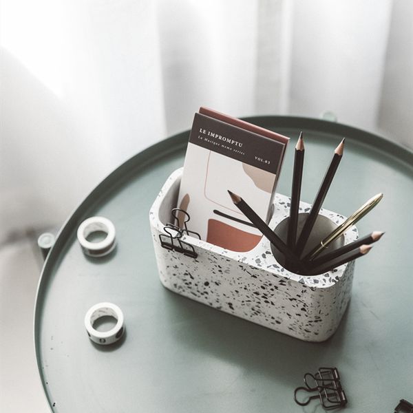 

stone terrazzo office deskpen holder tableorganizer flower stand perfect gift