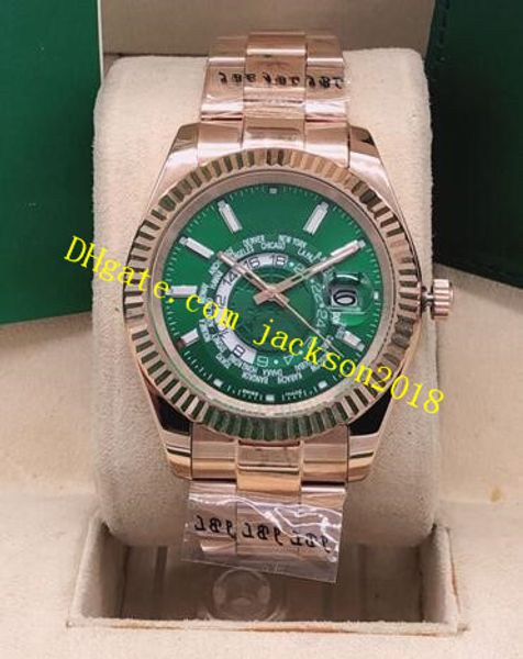 

2 style luxury full gold watch men 2813 automatic green dial 326935 gm/t working sapphire luminous 326938 perpetual fashion mens watches, Slivery;brown