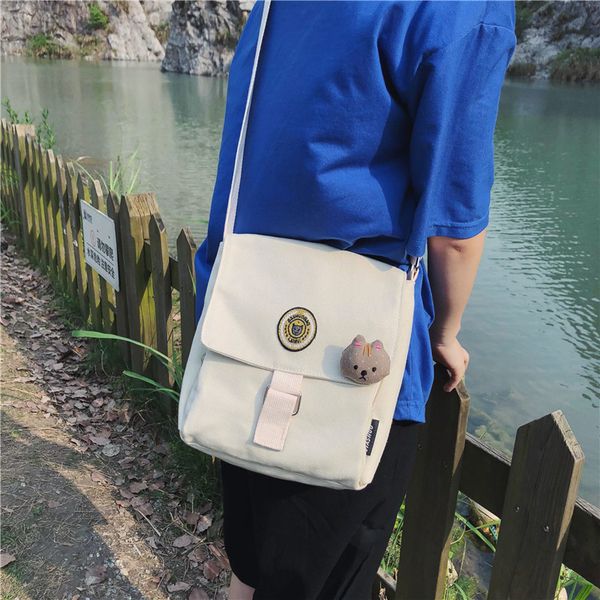 

japanese ins cartoon soft girl cute vintage sense student girl crossbody bag korean college style canvas shoulder bag