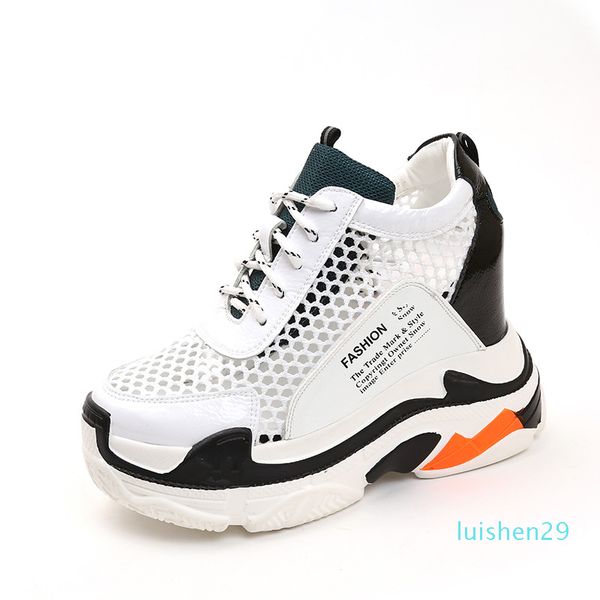 

women shoes 2018 summer retro shoes woman lace-up 12cm high heels height increasing shoes l29, Black;white