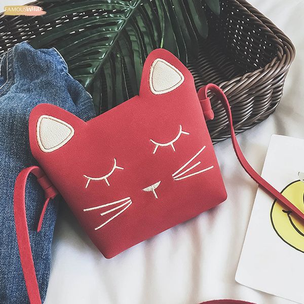 

cute cat girls purse casual handbag children kid cross body shoulder bag christmas gift polyester red