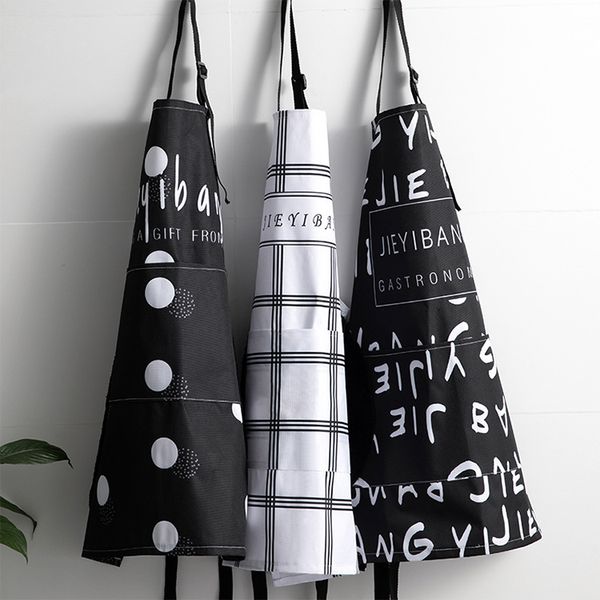 

black and white apron kitchen waterproof oil proof women's fashion men's work clothes restaurant milk shop can wipe hands