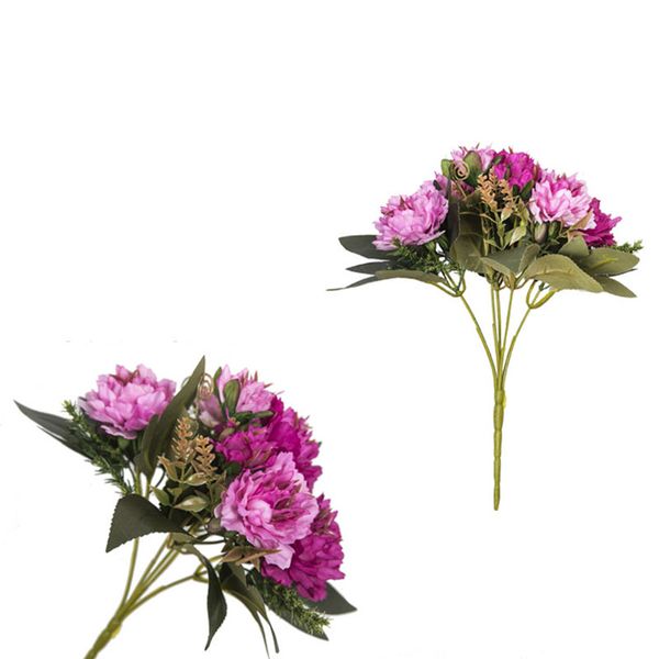 

5 heads artificial simulation peony flowers hanging basket garden home decor