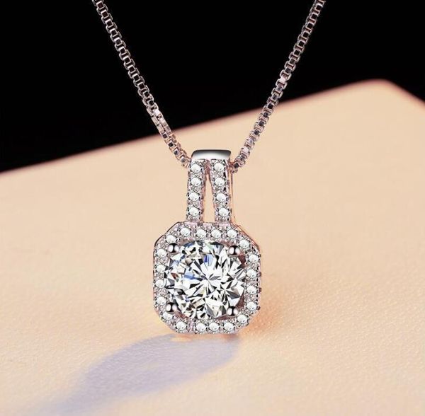 

inlay zircon ladies necklace short clavicle korean fashion square rhinestone crystal zircon pendants europe and the united states jewelry, Silver