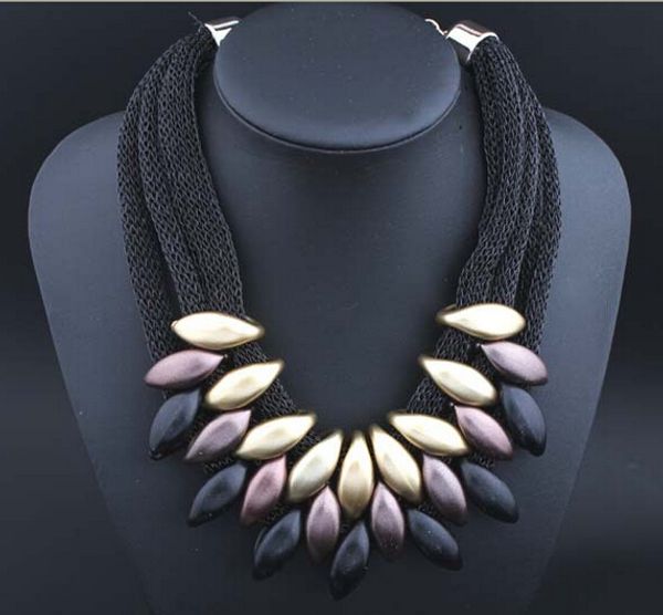 

hesiod europe and the united states punk big brand stones necklace mulitlayer chocker necklace rope chain, Golden;silver