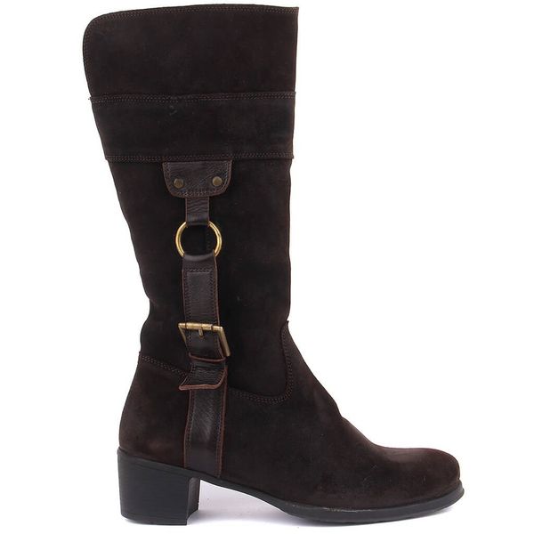 

sail lakers-brown suede women boots, Black