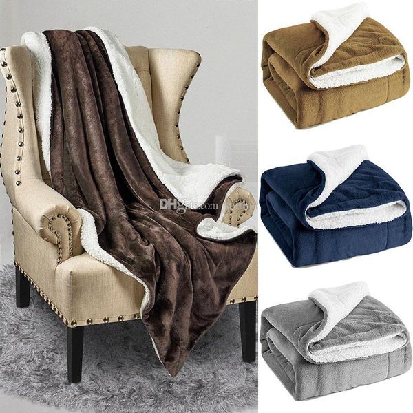 

new sherpa fleece blanket twin double layer plush throw blanket soft microfiber bed soft blanket 130*160cm 4color christmas gifts wx9-1210