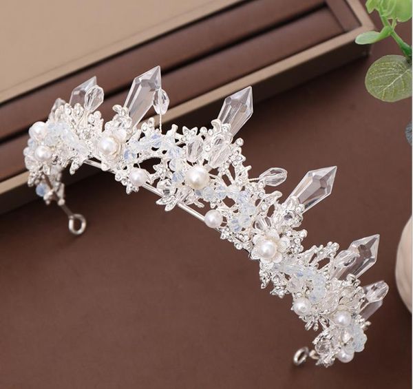 

bridal jewelry new european and american crystal crown headband wedding headwear princess cake crown, Silver