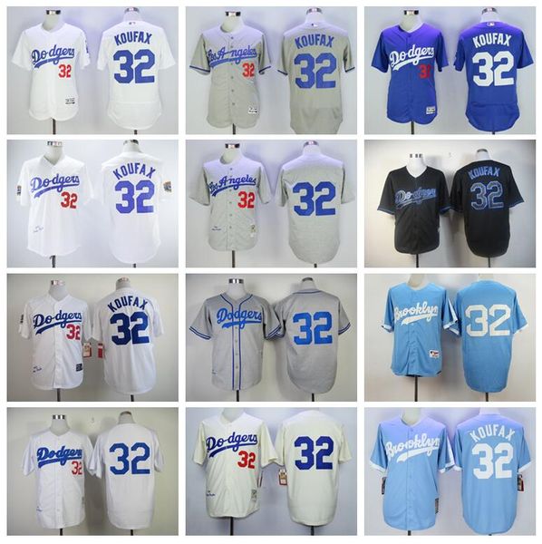 

men baseball vintage 32 sandy koufax jersey 1955 1958 1963 retire flexbase cool base all stitched team blue white grey black beige color, Blue;black