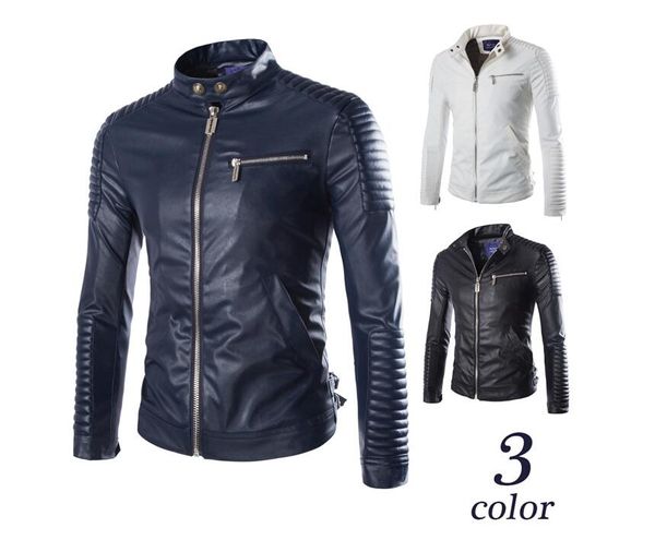 

mens motorcycle leather jacket men slim coat jackets clothes personalized jaqueta de couro stage street dance rock fashion, Black