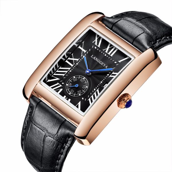 

fashion men's women's quartz watches rectangular business couple watches genuine leather male retro quartz wristwatches, Slivery;brown