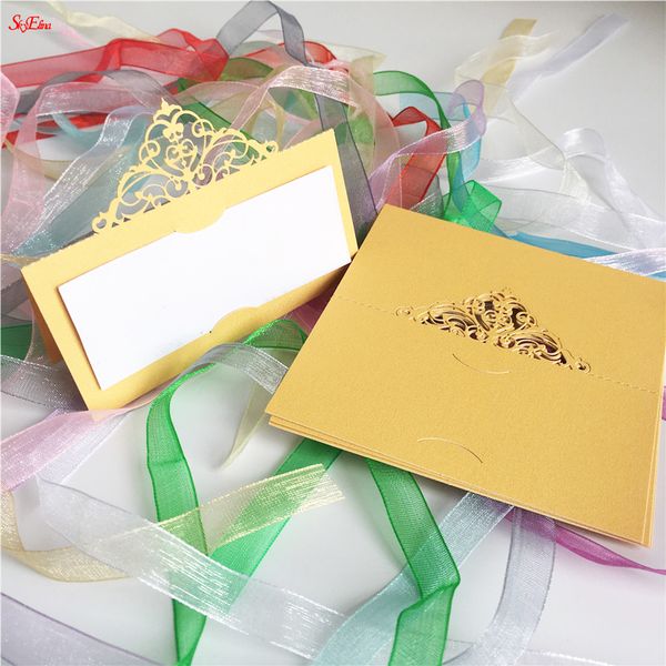 

100pcs/lot laser cut wedding place name cards number name place paper cards seat table seat decoration guest card blue 6z