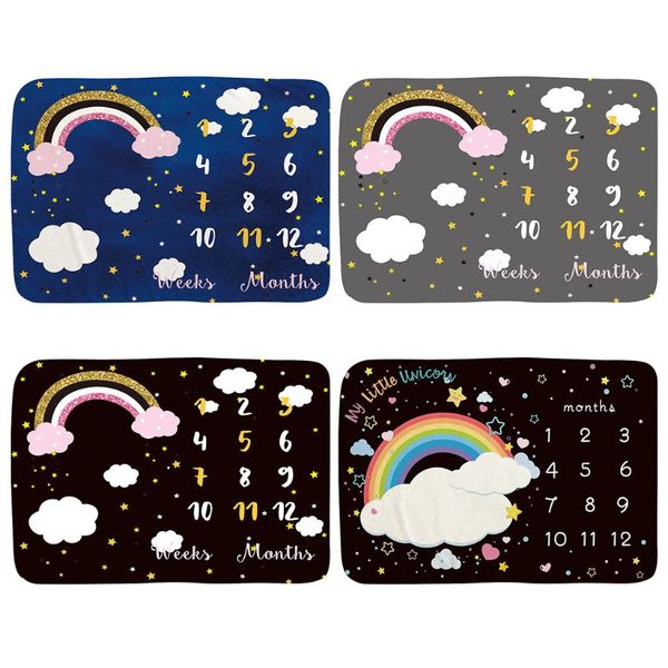 

baby milestone rainbow blanket newborn p background cloth infants monthly record growth swaddle wrap pgraphy props