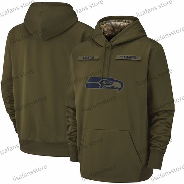 

2018 pullover sweatshirts men seattle city salute to service hoodie seahawks sideline therma performance pullover hoodies olive size s-xxxl, Black