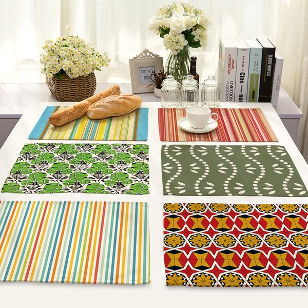 

cammitever 2pcs/set europe style stripes waves dining table mat fabric pads bowl pad coasters table cloth pad slip-resistant