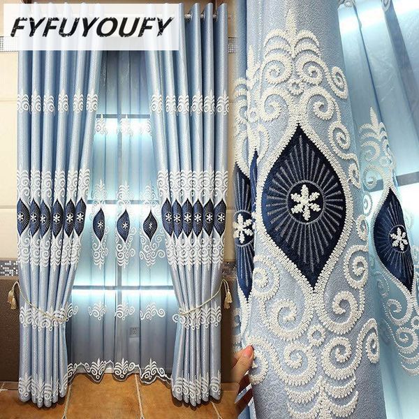 

european luxury jacquard embroidered curtains for living room french windows curtains for bedroom customized black